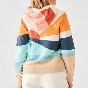 Faherty Soleil Abstract Sun Print Long Sleeve Pullover Hoodie, Women’s M